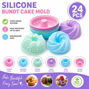 Lunchbox Must-Have! 24 Pack Reusable Silicone Cupcake Liners - 6 Fun Shapes Muffin Cups for Kids Bento Box & Baking - Non-Stick Air Fryer Essentials outdoorfun