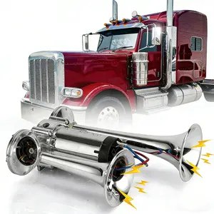 High Performance Dual Trumpet Warning Horn - Chrome Finish Integrated Air Compressor Universal Fit for Most Automobiles | Easy Install Reliable Daily Use