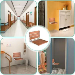 Wall-Mounted Folding Shower Seat, 400lbs Weight Capacity, Stainless Steel Bath Safety Seat for Elderly, Space-Saving for Small Shower Areas