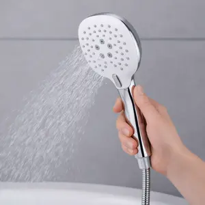 High Pressure RainShower Set ,3-Function Handheld Shower Head Set with 60" Hose, High Pressure Massage Spray, Easy Tool-Free Installation, White/Chrome