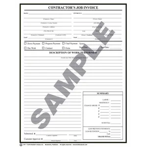 216 - Contractor's Job Invoice Pack of 50 Forms
