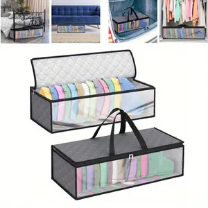 2 pack Fabric Hat Organizer Bag for Baseball Caps and Various Hats, Clear Dust Proof Storage with Dual Carry Handles, Stackable Closet Cap Holder, Suitable for Adults Box Cabinet