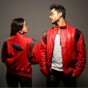 Fanzilla Jackets- [Made to Order] Handmade Akira Red Pill Inspired Red Leather Jacket