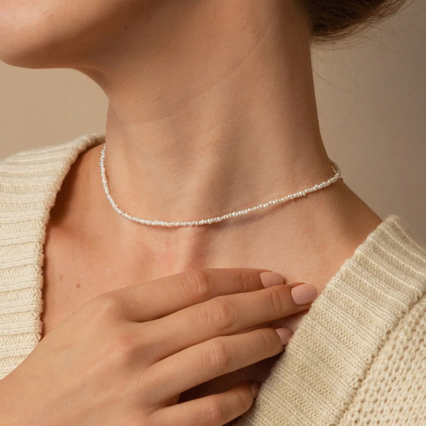 Brinley Pearl Choker by Caitlyn Minimalist - Dainty Beaded Pearl Necklace - Boho Wedding Jewelry - Perfect Jewelry Gift for Her