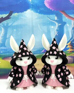 2pcs Wizard Bunny | 3D Printed | Articulated Toy Magical Wizard Bunny Rabbit Figurine Easter Basket Stuffer