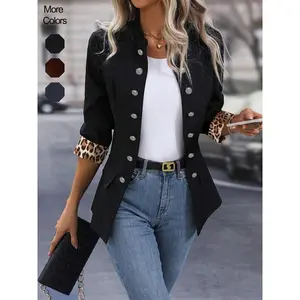 Women's Fashion Casual Double Button Blazer Jacket Coat, Stylish Outerwear for Ladies, Perfect for Daily Wear & Office Use