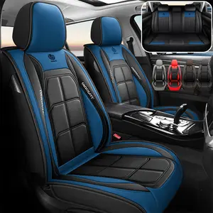 Waterproof Leather Car Seat Covers Blue & Black Durable Stylish Fits Most Vehicles Easy Installation Universal Fit