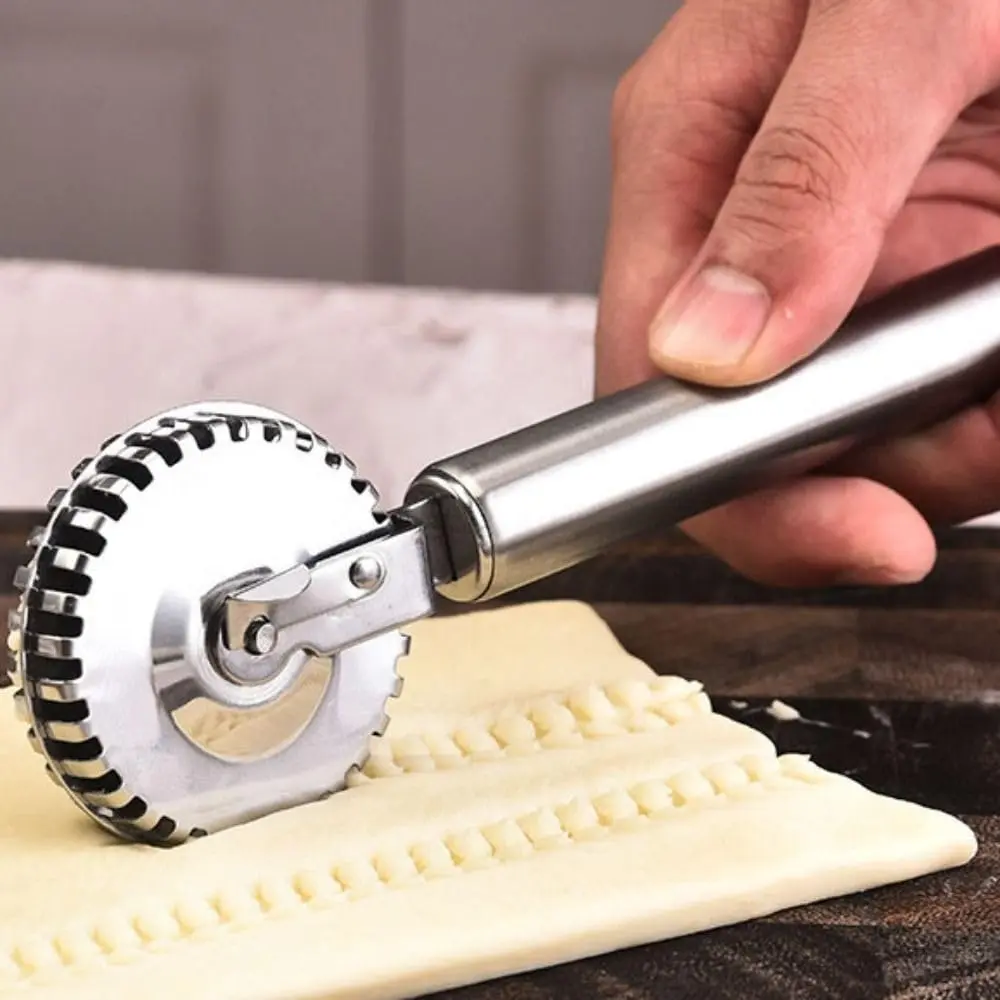 Stainless Steel Pastry Cutter Wheel, Fluted Pasta Dough Crimper, Ravioli Cutter Maker Tool, for Pizza, Noodles, Cookies, Pie Crust, Baking Utensils, Baking Gadget