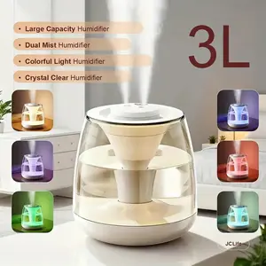 101.44oz High-Capacity Dual-Spray USB-Powered Humidifier Portable, Convenient humidifier with single spray, dual spray, intermittent, and continuous mist modes for all-day use. Ideal for large rooms, living rooms, offices, and dormitories