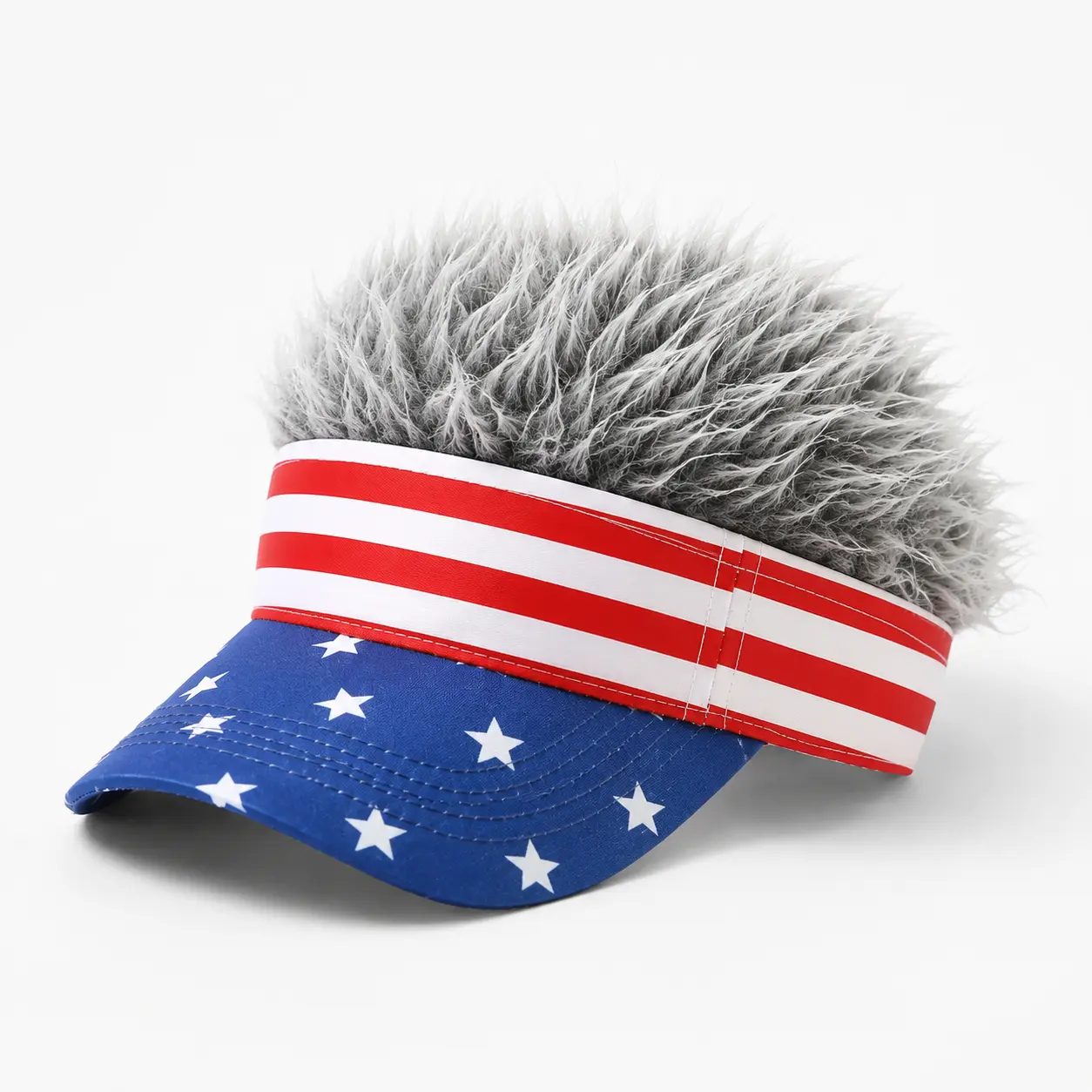 Stars and Stripes Wig-Style Dress Up Hat, Unisex Graphic Cap with Adjustable Fit for 4th of July Parades and BBQs, Independence Day