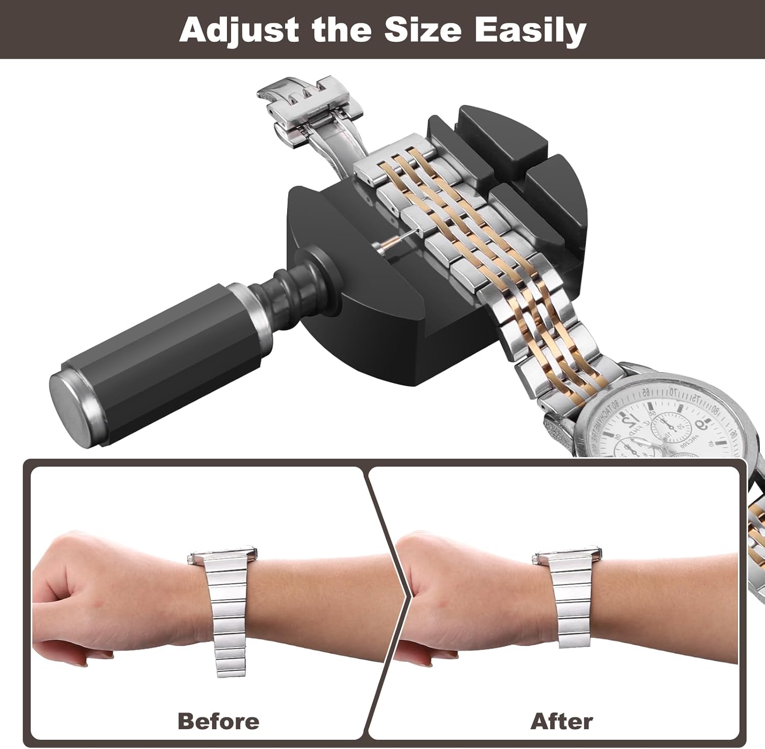 Watch Link Removal Kit, Watch Link Band Sizing Removal Tool Kit for Watch Bracelet Adjustment & Replacement, Watch Pin Removal Adjustment Tool Kit, Watch Adjuster, Portable Repair Tools