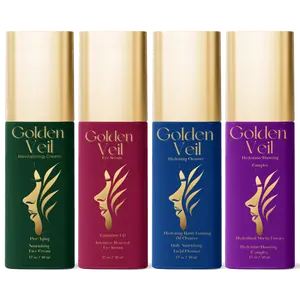 Golden Veil Radiance Bundle - Hydrating Cleanser, Daily Foaming Cream for Gentle Nourishing, Intensive Mucin Formula Repair Serum