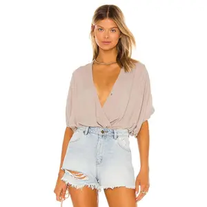 Bobi Beach Crepe Top in Tan