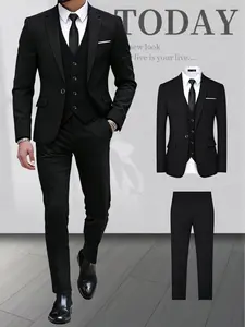 3-Piece Black Suit Men’s Formal Slim Fit Wedding/Party Business Suit Set”
