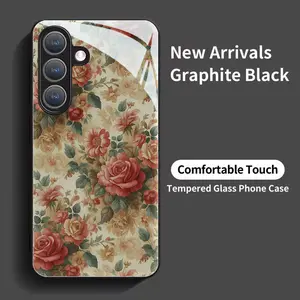 Phone Case - Vintage Roses Amidst Flourishing Blooms Black Tempered Shell for SSamsung Galaxy S26 S25 S24 S23 S22Pro S21 S20 Fe Plus Ultra Pro A56 A55 A54 A53 A52 A51 A36 A35 A34 A32 A26 A25 A24 A23 A16 A15 A14 A06 A05 A03s, Creative Fashion Following