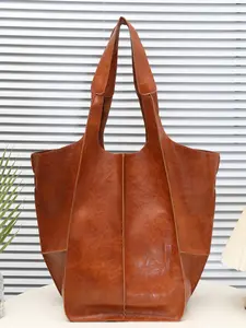 New Wholesale Vintage Simple Large Bag, Soft Leather Shoulder Handbag, Large Capacity Tote Bag for Women, Travel & Beach