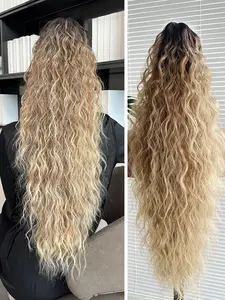30 Inch Multi-Layered Curly Wave Ponytail Wig Set, Voluminous Natural Look Clip-On Synthetic Wig, Synthetic Ponytail Extension, Perfect for Women's Parties and Holidays
