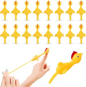 16 PCS Rubber Chicken Slingshot Toys – Flying Fling Chicken Finger Sling Game for Kids & Adults, Flicken Chicken Party Favors, Gag Gifts, Carnival Prizes, School Activities & Outdoor Fun