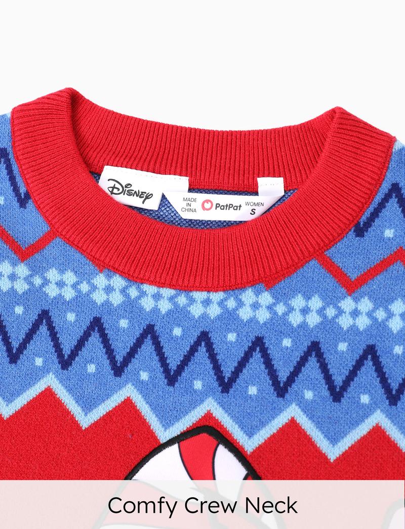 PatPat Disney Stitch Christmas Family Matching Snow Sweater – Fun Holiday Long-Sleeve Crewneck Pullover Outfit for Festive Party