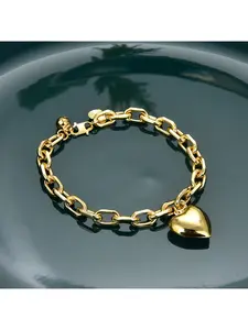 Hot-selling fashionable exaggerated heart-shaped bracelet, imitation gold bead bracelet, women's street style