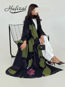 Hafizah 2026 Spring New Modest Fashion Flowy Chiffon Printed Women's Long Dress Set with Headscarf, Loose-Fit Outerwear for All Seasons, Classy Modest Dresses, Modest Muslim Outfits