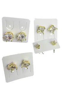 Paquete de 4 pares de aretes oro laminado con broche palomita