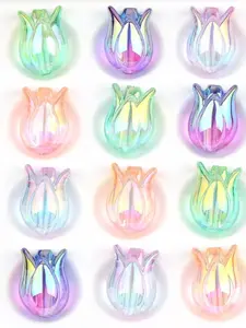 20pcs Tulip Acrylic Beads Set, DIY Jewelry Making, Handmade Bracelets, Necklaces, Phone Chains, Craft Supplies, Random Delivery
