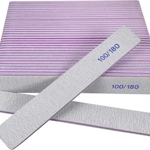 Mother's Day Gift 12-Pack 100/180 Grit Double-Sided Emery Boards, Professional Reusable Gray Nail Supplies for Natural & Acrylic Nails Manicure