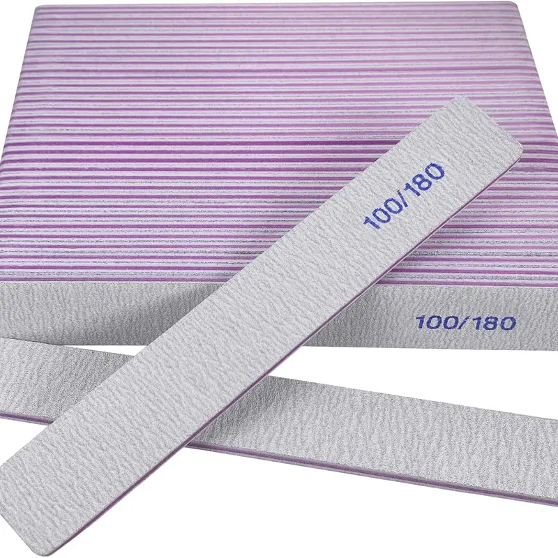 Mother's Day Gift 12-Pack 100/180 Grit Double-Sided Emery Boards, Professional Reusable Gray Nail Supplies for Natural & Acrylic Nails Manicure