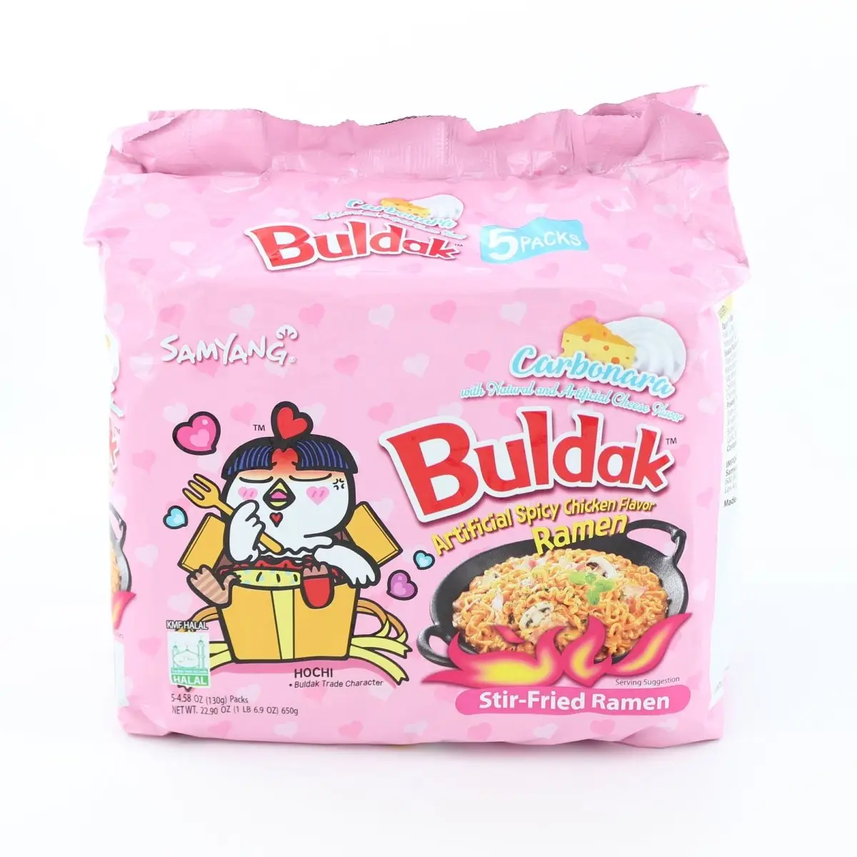 Buldak Carbonara Spicy Noodles – Samyang 5-Pack With Signature Heat and Creamy Sauce, Ideal for Spice Lovers and Instant Ramen Fans