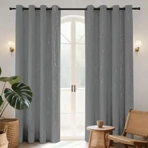 Blackout Curtains, Thermal Insulated Soundproof Grommet Drapes, Wave Line Dots Foil Print,  2 Panels, Machine‑Washable Window Curtains for Bedroom Living Room Nursery