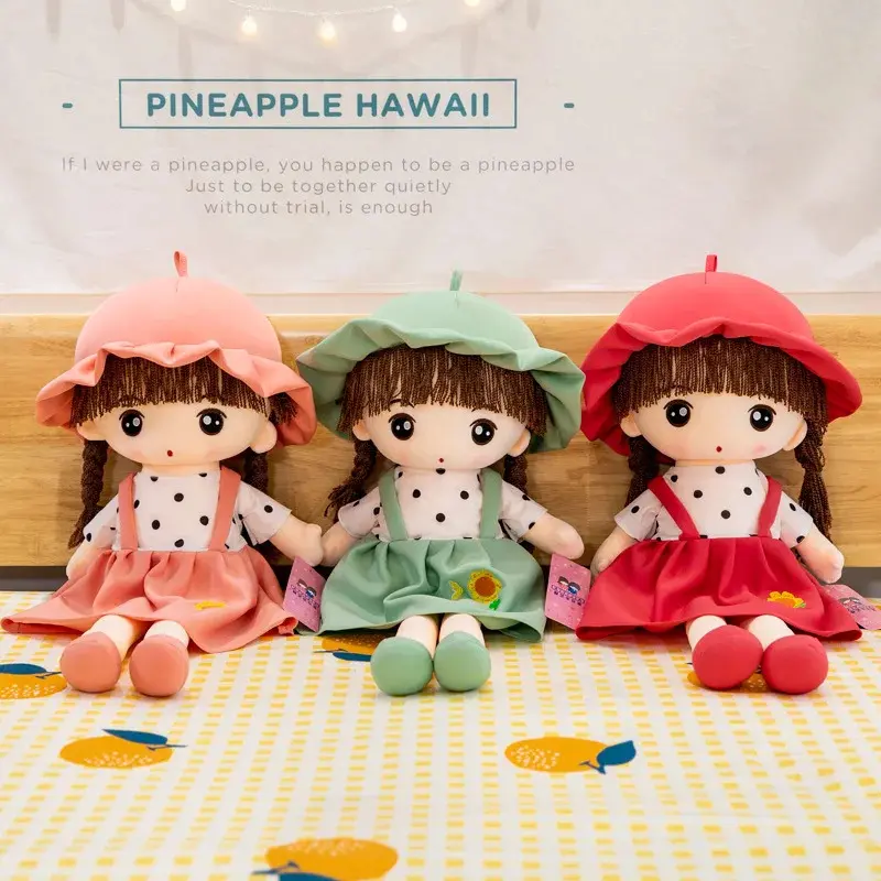 45cm Super Kawaii Plush Girls Doll with Clothes Kid Girls Baby Appease Toys Stuffed Plush Toys for Children Gift