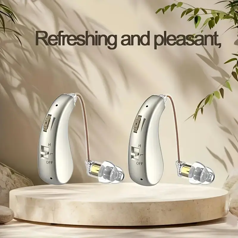 2-Pack Golden Electronic Rechargeable Headphone Built-In Amplifiers with Active Noise Cancellation, Adjustable Vol., Silicone Plugs, Durable Plastic Design, USB Charging Cable for Portable Daily Audio Listening, Headphone Amplifiers, Usb Powered