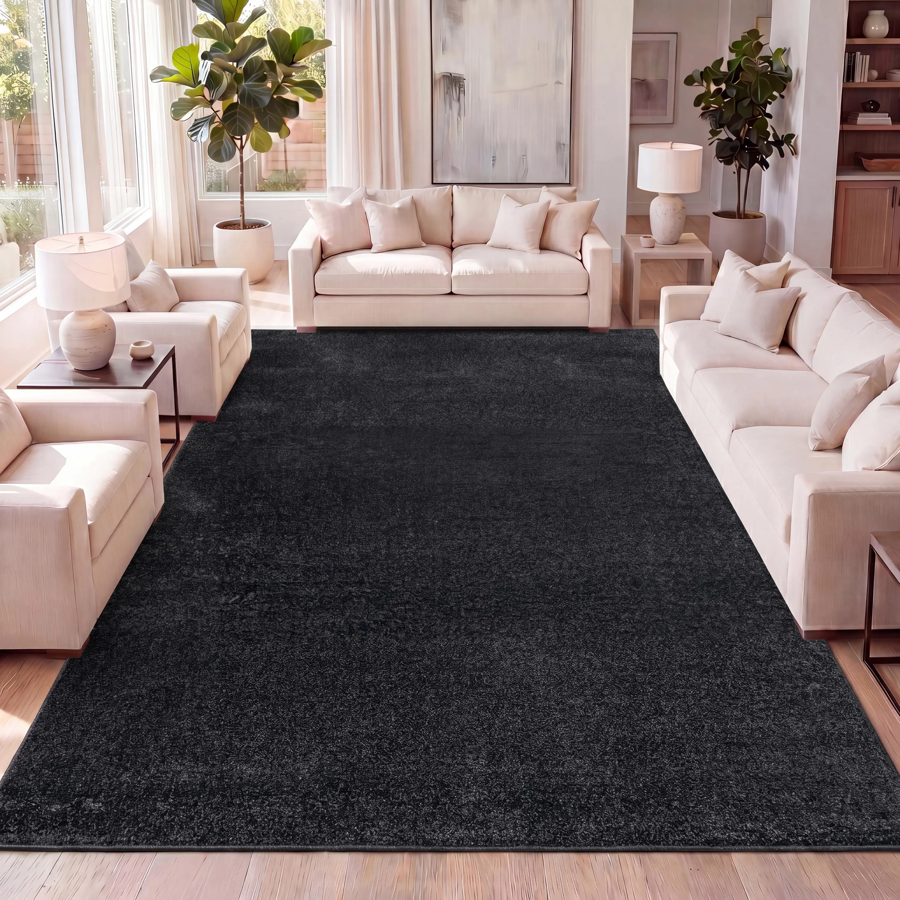 JONATHAN Y Haze Solid Low-Pile Polypropylene Minimalist Area Rug, Black Living Room Floor Rug for Home Decor JONATHAN Y Haze Solid Low-Pile Polypropylene Minimalist Area Rug, Black Living Room Floor Rug for Home Decor