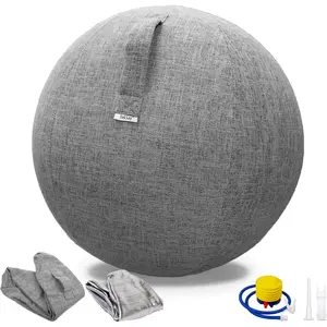 Exercise Ball Chair with Fabric Cover, Standard Size (25inches/65cm), for Home Offices, Balance Training, Yoga Ball