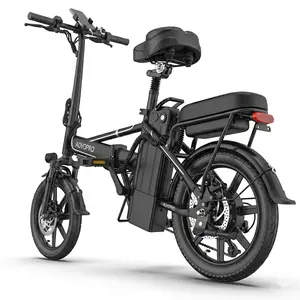 500W Foldable Electric Bike for Adults, 20MPH Top Speed, 28-Mile Range, Dual Seat, 14" Portable E-Bike with Dual Suspension for City Commuting