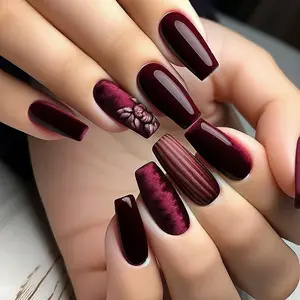 Glossy Finish Press-on Nails, 96pcs Heart & Flower Pattern Nail Art Kit, Reusable Full-coverage Fake Nails Kit for Holiday Gifts, DIY Nail Kit