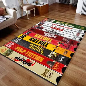Nostalgic Retro Style Rug, Vhs Case Themed Horror Movie Room Rug, Home Theater TV Room Mat, Classic Horror Movies Décor
