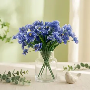 6 Bundles Artificial Outdoor Flowers UV Resistant Fake Flowers Faux Silk Flower Plastic Greenery Shrubs Garden Porch Window Box Decorating(Red/Purple/Yellow/White)