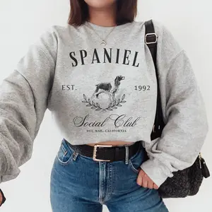 Cocker Spaniel Social Club Name Sweatshirt, Dog Mom Sweater, English Spaniel Dad Mama Shirt, Gift for Dog Lover, Dog Owner Gift Tee Crewneck Fit