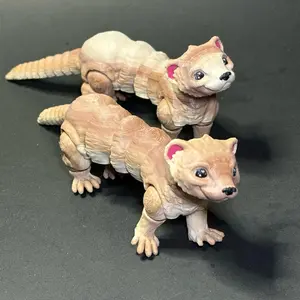 3D Printed Articulated Ferret - Flexible Figurine Decor Decoration