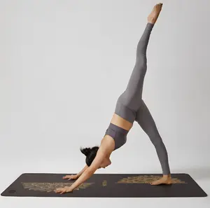 Black Gold Mandala Yoga Mat 24” x 70” Non-Slip  Microfiber Suede 3mm Pilates & Meditation Mat