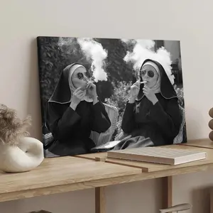 Nuns Smoking Moment Poster, Modern Art Decoration, Living Room Bedroom Decoration, Hallway Office Mural, Ideal Gift, Kitchen, Home Poster, Ornaments