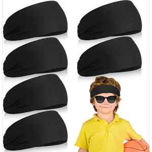 KF5-HBA187 6 Pcs Sweatbands for Kids Soccer Headbands Boys for Sports Breathable Sweat Wicking Headband for Kids Athletic Baseball Football Youth 5-15 Years Old
