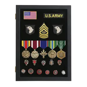 Pin Display Case - 14x19 Pin Collection Display with Uv Protection Acrylic Door for Military Medals, Beach Tags, Jewelry Pins, Pin Gift, Insignia Ribbons, Pin Enthusiast Collectibles, Black