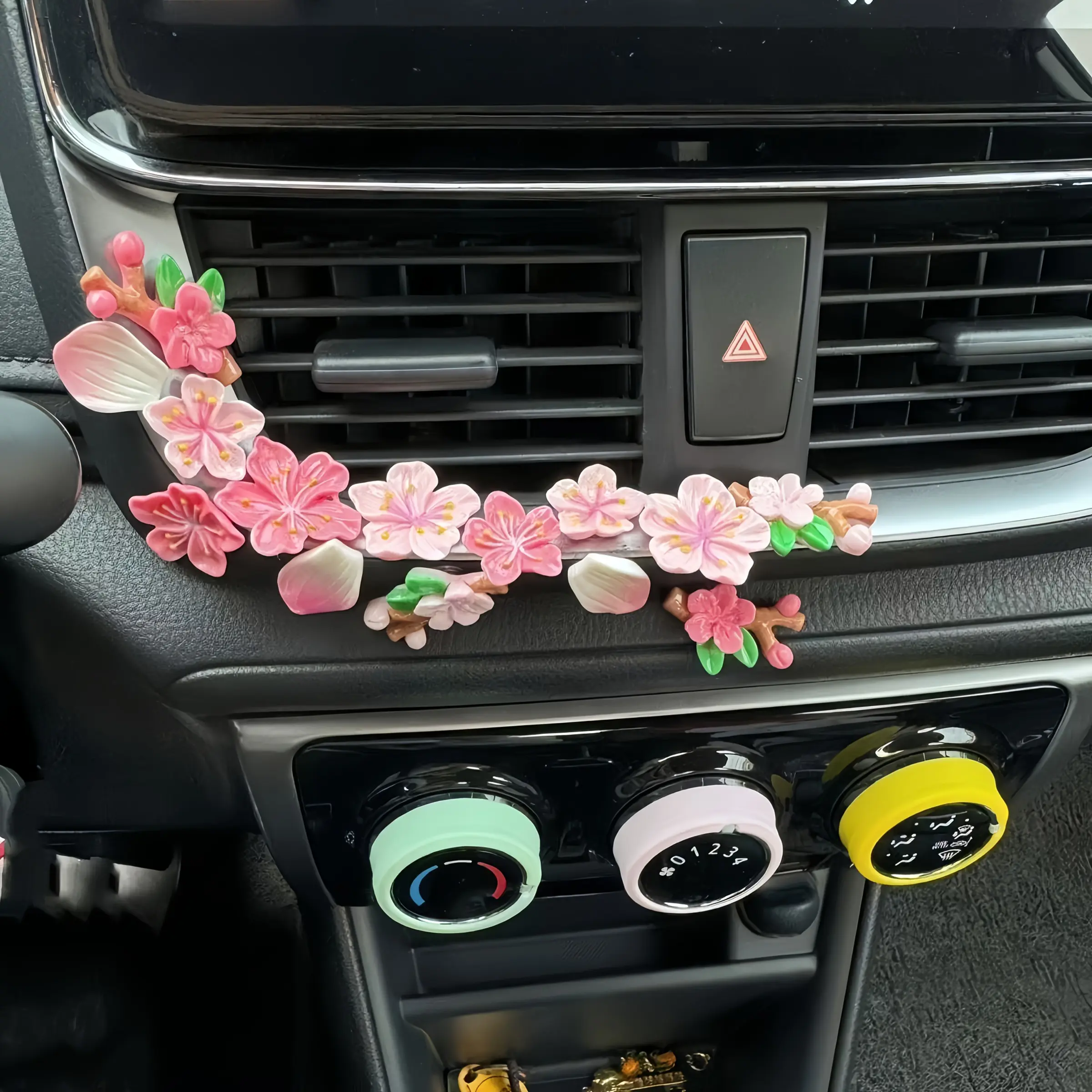 16 Piece Plum Blossom Seamless 3D Resin Stickers, Decorative Decals, Multipurpose Car Decal, for E-Bikes Motorcycles Mirrors Computers Fridges Car Dashboards Home Sticker for Cars, Car Decorations, Aesthetic Car Accessory