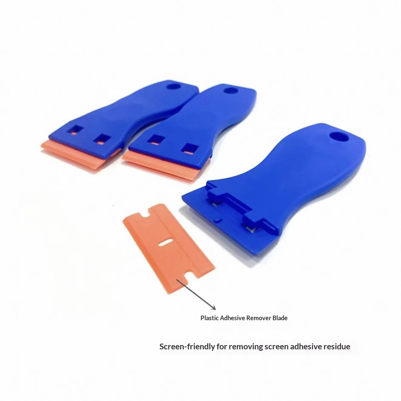 2 Pack Plastic Scraper Tool with 100 Replaceable Blades, No-Scratch Kitchen Cleaning Scraper for Stovetop, Countertop, Glass and Sticker Residue Removal, Handheld Kitchen Cleaning Tool Santa