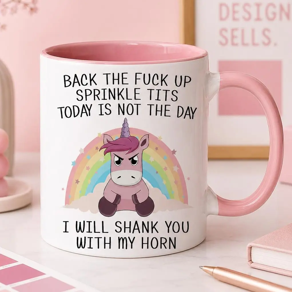 Funny Unicorn Sparkle Mug, Sarcastic Gift with Colorful Interior, Unicorn Rainbow Coffee Mug For Her