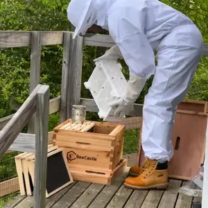 BeeCastle Complete 8/10 Frame Deep/Brood Langstroth  Beehive for Starter Beekeeping Supplies with 22 Pieces Kit and Accessories Stick Wood Brush Home Garden for beginner pro beekeeper