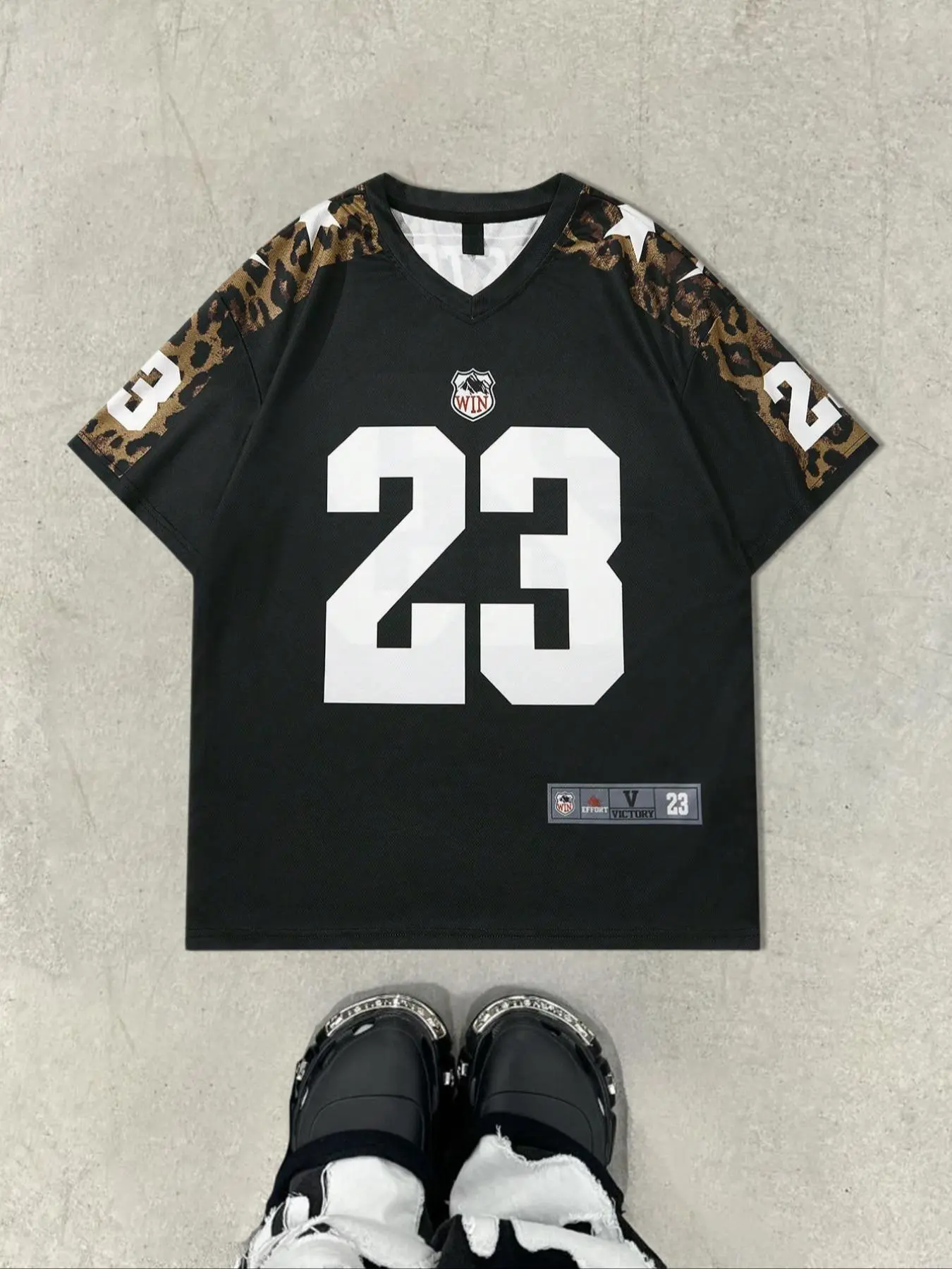 Men's Letter & Leopard Print Crop Tee, Athletic Letter Print Jersey Tee, Casual Loose Sporty Short Sleeve T-shirt for Daily Wear, Men's Top for All Seasons, Animal Pattern Sportswear, Casual Sporty Design